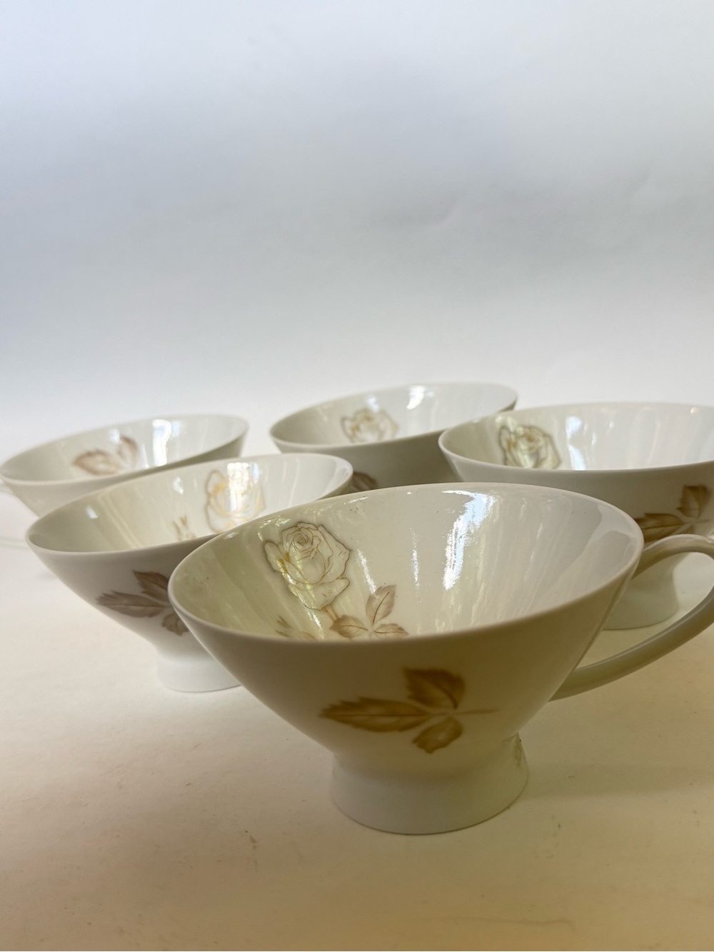Rosenthal Continental Ivory Floral Porcelain Tea Cups - Set of 5